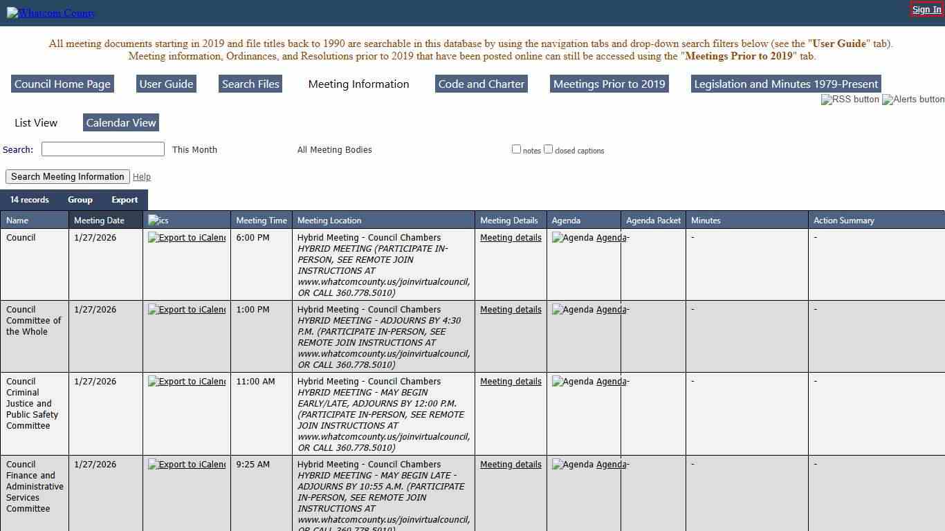 Whatcom County - Meeting Information